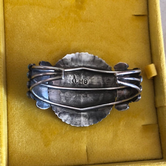 Genuine turquoise Navajo sterling silver cuff signed Larry Moses Begay LMB - Picture 4 of 8